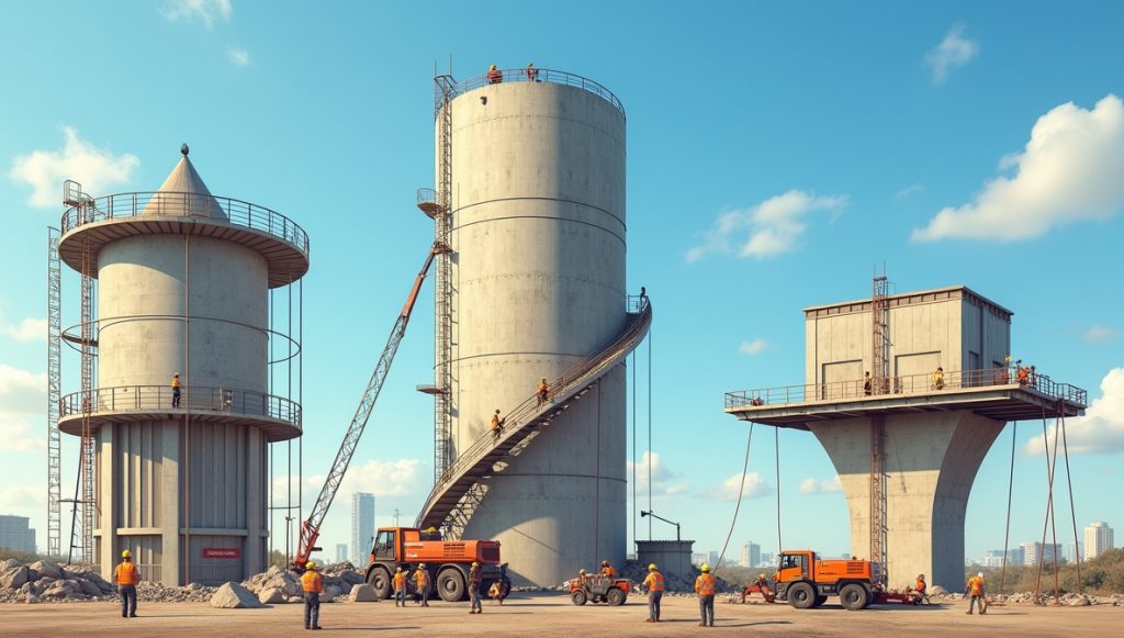 Csúszózsalu alkalmazások víztorony, siló és hídpillér építésénél