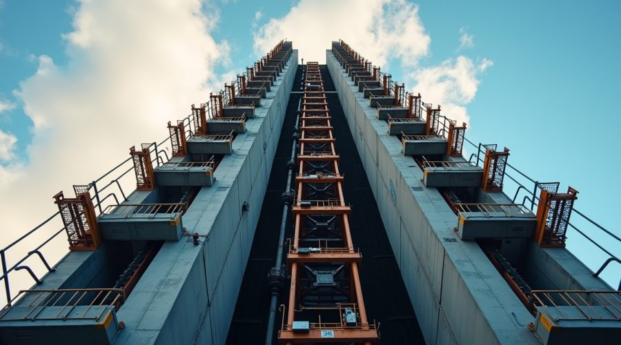 Csúsztatott zsalu technológia magas építményekhez