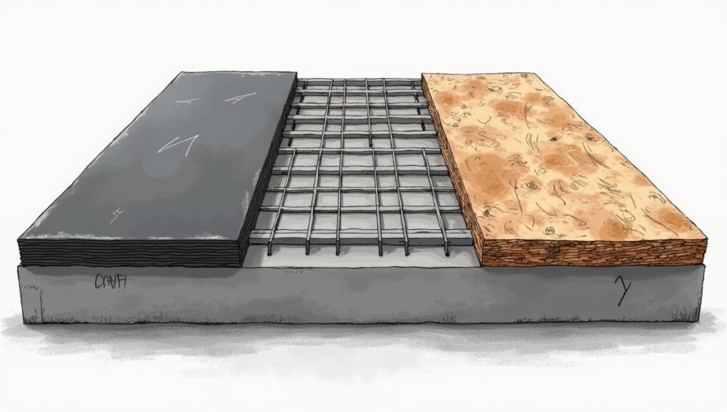 Zsaluzat anyagok összehasonlítása műanyag, fém és OSB táblák betonmintázatával